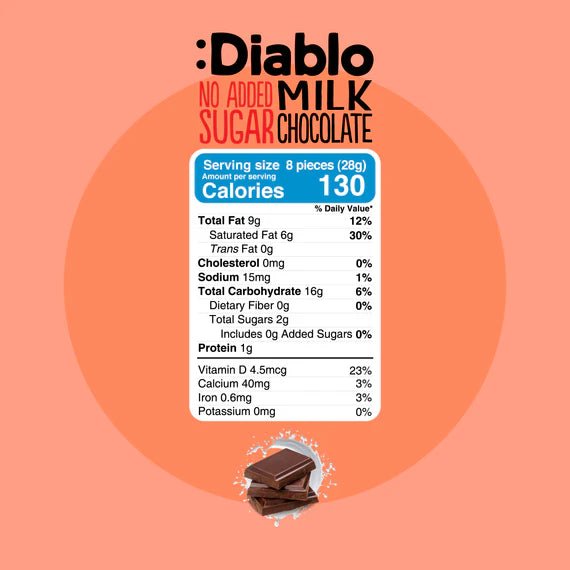 Diablo No Added Sugar Milk Chocolate Bar 85g