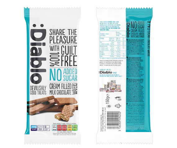 No Added Sugar Cream Filled Chocolate Coated Wafer 150g