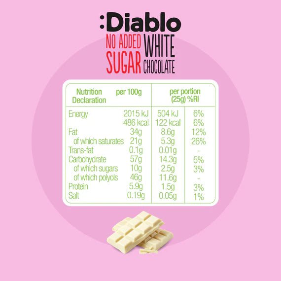 No Added Sugar White Chocolate with Stevia 75g